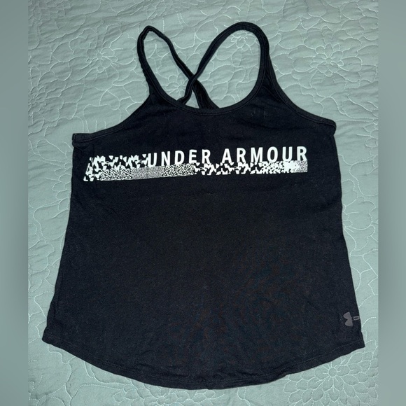 Under Armour Women's Black Tank Top with White Logo - Picture 1 of 3
